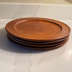 Mid Century Teak Plates Chargers Set of 4